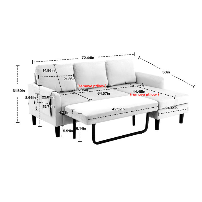 Latitude Run® Kianie 72.4" Square Arm Sofa Bed Wayfair